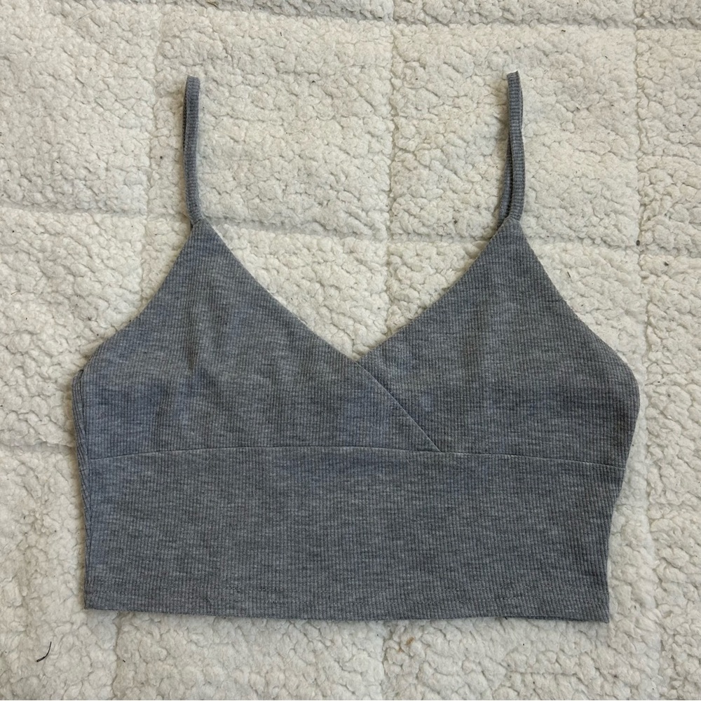 SHEIN Gray V-Neck Crop Top
